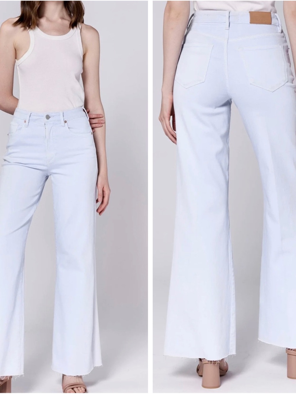 Dear John Fiona White Wide Leg Destructed Hem Jeans NWOT - Picture 5 of 8